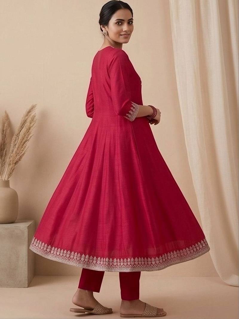 Women Ethnic Motifs Embroidered Empire Thread Work Kurta with Trousers & With Dupatta