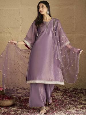 Women Regular Sequinned Kurta with Palazzos & With Dupatta 1