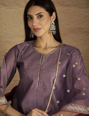 Women Regular Sequinned Kurta with Palazzos & With Dupatta 2