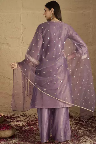 Women Regular Sequinned Kurta with Palazzos & With Dupatta