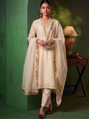 Women Ethnic Motifs Embroidered Regular Thread Work Kurta with Trousers & With Dupatta 1