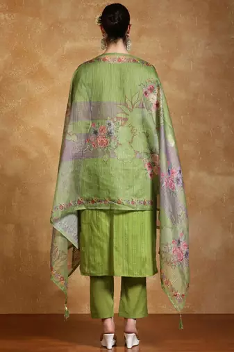 Women Floral Embroidered Thread Work Pure Cotton Kurta with Trousers & Dupatta