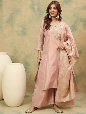 Women Ethnic Motifs Yoke Design Top with Palazzo & Dupatta 1