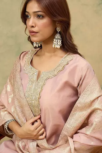 Women Ethnic Motifs Yoke Design Top with Palazzo & Dupatta