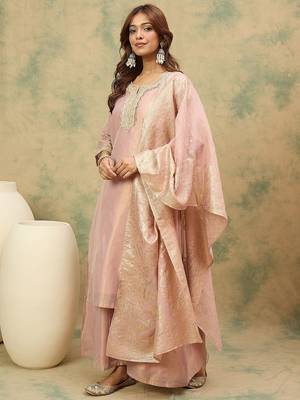 Women Ethnic Motifs Yoke Design Top with Palazzo & Dupatta 4