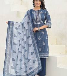 Women Printed Regular  Cotton Kurta And Trousers With Dupatta