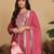 Women Floral Embroidered Regular  Silk Kurta with Trousers & Fringed Dupatta