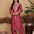 Women Floral Embroidered Regular  Silk Kurta with Trousers & Fringed Dupatta