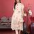 Off White Floral Embroidered Thread Work Kaftan Kurta with Trousers