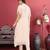 Off White Floral Embroidered Thread Work Kaftan Kurta with Trousers