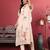 Off White Floral Embroidered Thread Work Kaftan Kurta with Trousers