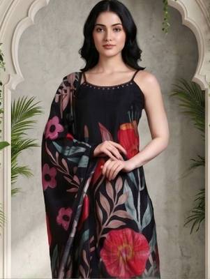 Women Floral Printed Regular Kurta with Trousers & With Dupatta 5