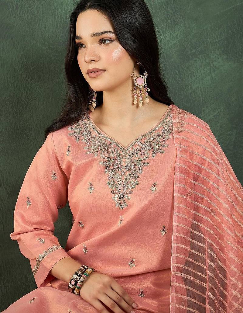 Women Ethnic Motifs Embroidered Kurta with Trousers & Dupatta