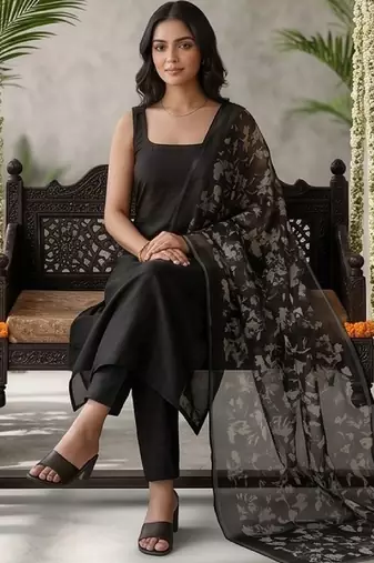 Women Floral Regular Kurta with Trousers & With Dupatta