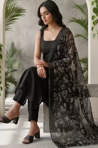 Women Floral Regular Kurta with Trousers & With Dupatta