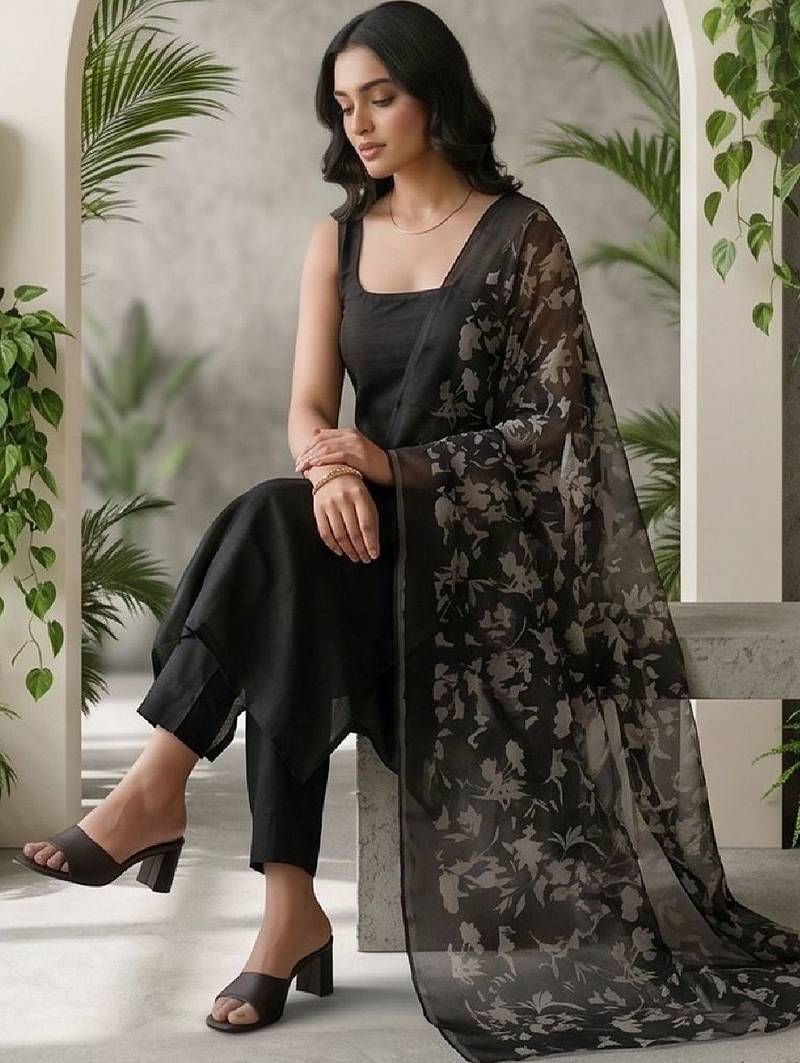 Women Floral Regular Kurta with Trousers & With Dupatta