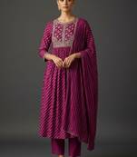 Women Printed Panelled Thread Work Kurta with Trousers & With Dupatta
