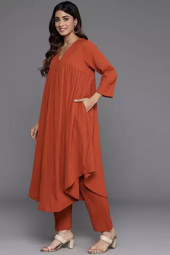 Women Empire Gathered Detail A Line Kurta With Trouser