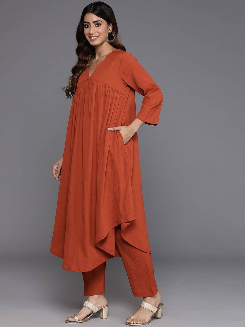 Women Empire Gathered Detail A Line Kurta With Trouser