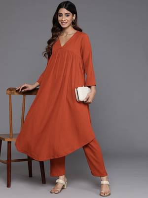 Women Empire Gathered Detail A Line Kurta With Trouser 5
