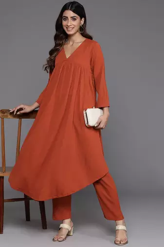 Women Empire Gathered Detail A Line Kurta With Trouser