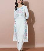 Women Floral Embroidered Regular Thread Work Kurta with Trousers