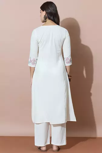 Women Floral Embroidered Regular Thread Work Kurta with Trousers