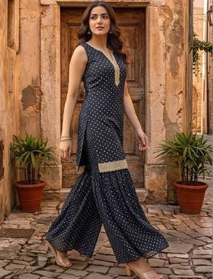 Women Ethnic Motifs Printed Regular Kurta with Sharara 1