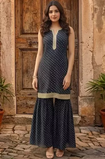 Women Ethnic Motifs Printed Regular Kurta with Sharara