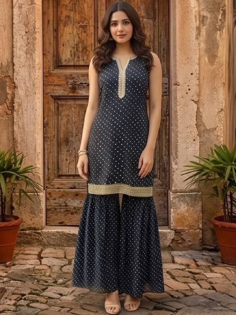 Women Ethnic Motifs Printed Regular Kurta with Sharara