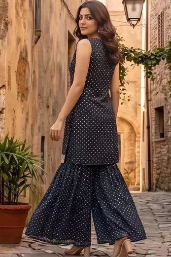 Women Ethnic Motifs Printed Regular Kurta with Sharara