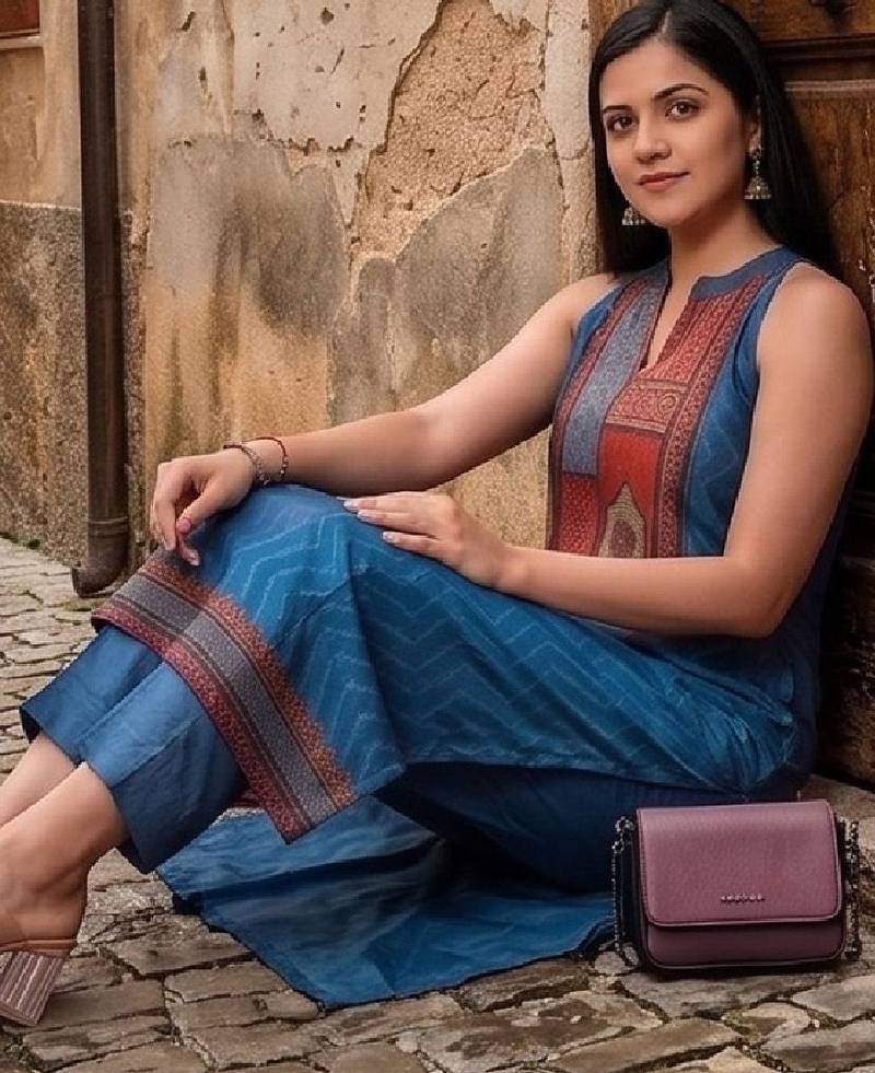 Women Ethnic Motifs Printed Regular Chanderi Silk Kurta with Trousers