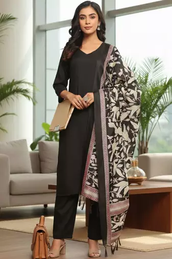 Women Ethnic Motifs Regular Kurta with Trousers & With Dupatta
