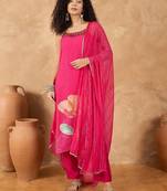 Women Spaghetti Strap Floral Kurta with Trousers & Dupatta