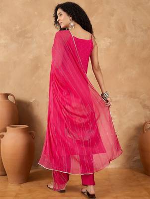 Women Spaghetti Strap Floral Kurta with Trousers & Dupatta 7