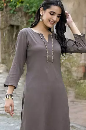 Gotta Patti Straight Silk Crepe Kurta With Trousers