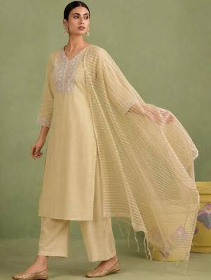 Women Ethnic Motifs Embroidered Regular Sequinned Kurta with Palazzos & With Dupatta 1