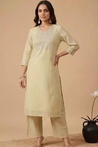 Women Ethnic Motifs Embroidered Regular Sequinned Kurta with Palazzos & With Dupatta