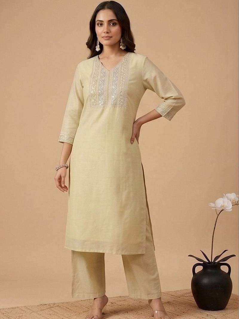 Women Ethnic Motifs Embroidered Regular Sequinned Kurta with Palazzos & With Dupatta
