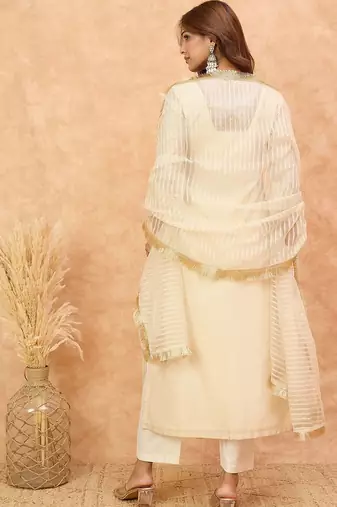 Women Ethnic Motifs Embroidered Regular Sequinned Kurta with Trousers & Dupatta