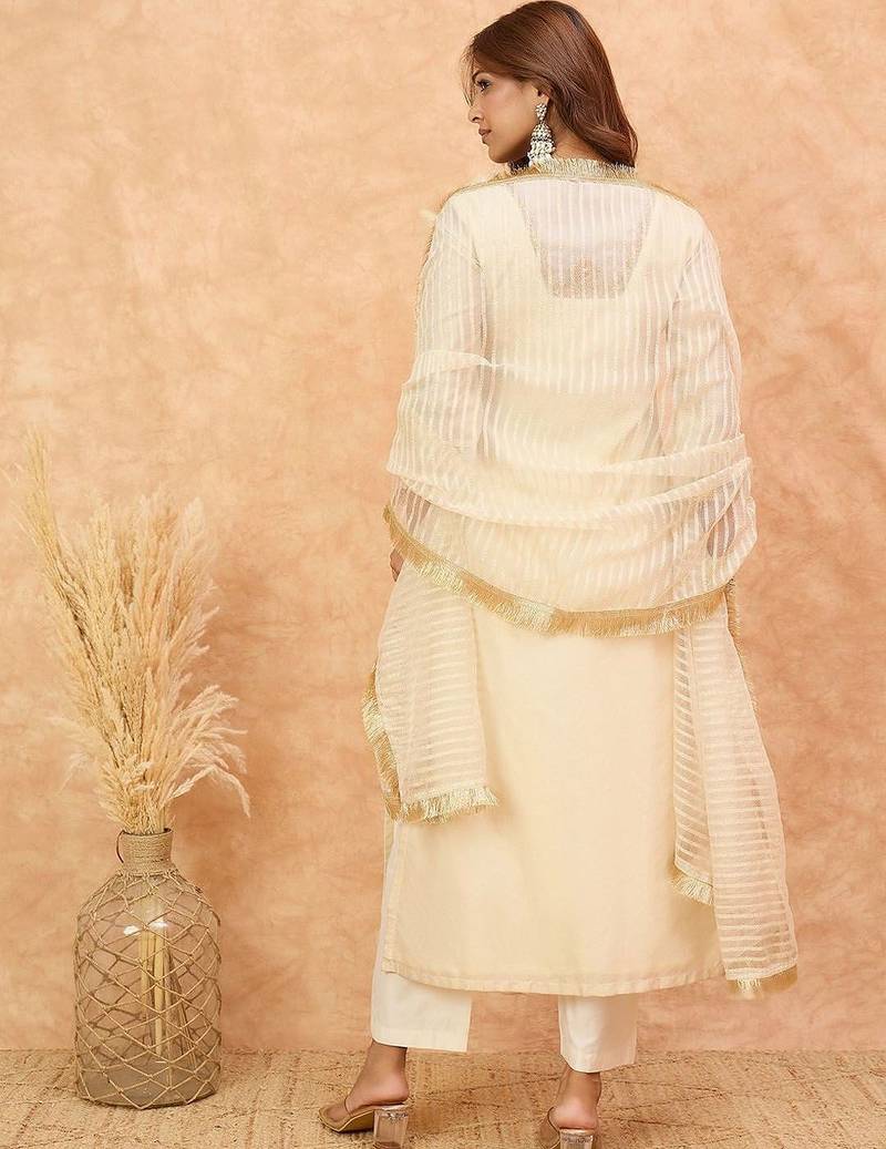 Women Ethnic Motifs Embroidered Regular Sequinned Kurta with Trousers & Dupatta