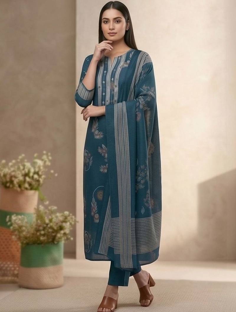 Women Floral Printed Regular Kurta with Trousers & With Dupatta