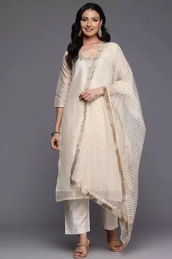 Ethnic Motifs Embroidered Kurta with Trousers & With Dupatta