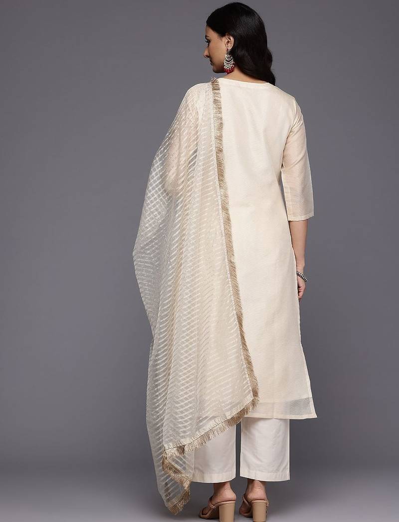 Ethnic Motifs Embroidered Kurta with Trousers & With Dupatta
