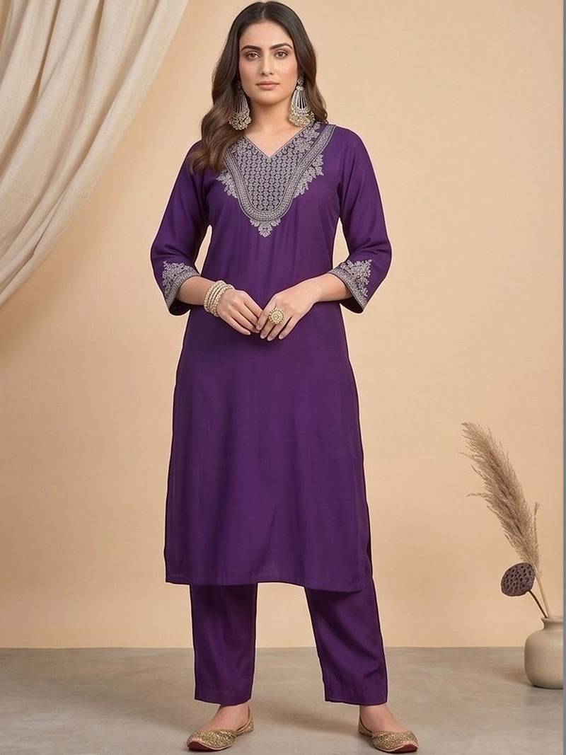 Women Ethnic Motifs Embroidered Regular Thread Work Kurta with Trousers & With Dupatta