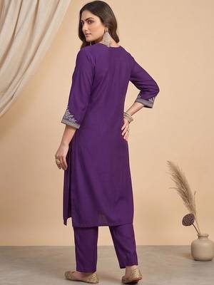 Women Ethnic Motifs Embroidered Regular Thread Work Kurta with Trousers & With Dupatta 7
