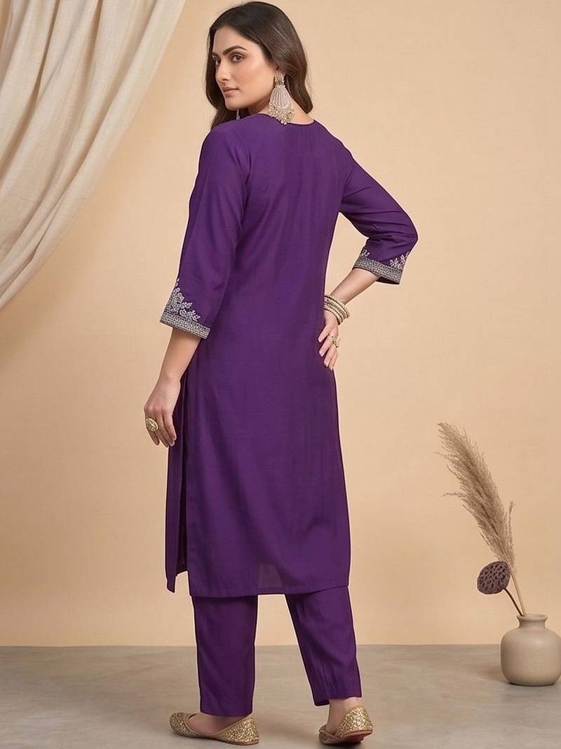 Women Ethnic Motifs Embroidered Regular Thread Work Kurta with Trousers & With Dupatta