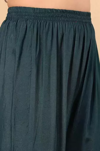 Ethnic Motifs Regular Thread Work Pure Silk Straight Kurta with Trousers & Dupatta