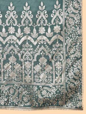 Ethnic Motifs Regular Thread Work  Silk Straight Kurta with Trousers & Dupatta 4