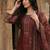 Floral Printed Sequinned Chanderi Silk Kurta With Trousers & Dupatta